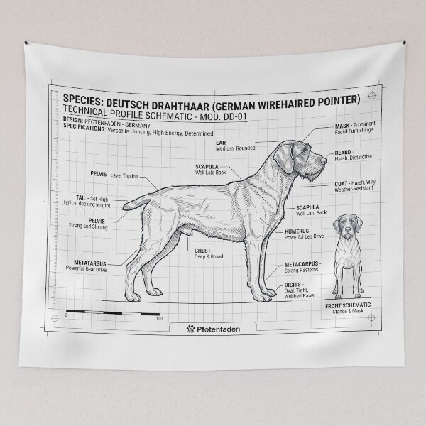Item preview, German Wirehaired Pointer Blueprint – Pointing Dog Anatomy designed and sold by Pfotenfaden.