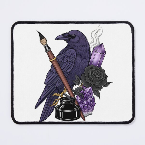 Item preview, Amethyst Crystal Raven Ink Brush and Black Rose Gift designed and sold by IllumeInk.