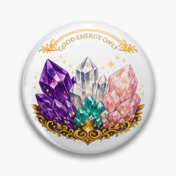 Item preview, Good Energy Only Crystal Cluster Amethyst Rose Quartz Vintage Mystical Sticker designed and sold by VaultVibes.