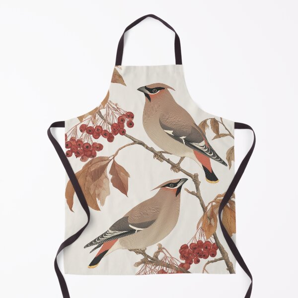 Item preview, Scarlet Harvest – Two Waxwings on Rowan Chinoiserie Bird Print designed and sold by BestVarieties.