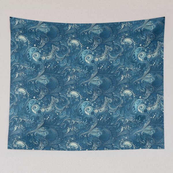 Item preview, Deep Ocean Swirls - Abstract Blue Filigree and Wave Pattern designed and sold by pinkal.