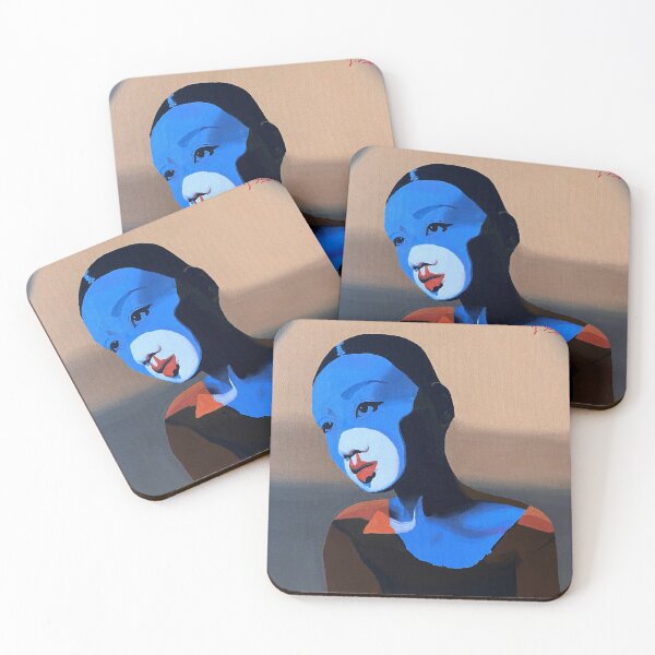 Item preview, Blue portrait with white mime makeup designed and sold by pencilIDK.