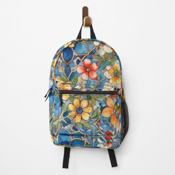 Item preview, Mediterranean Stained Glass Florals - Blue and Gold Mosaic Pattern designed and sold by pinkal.