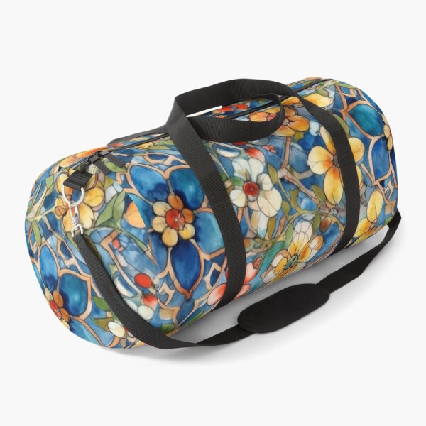 Item preview, Mediterranean Stained Glass Florals - Blue and Gold Mosaic Pattern designed and sold by pinkal.