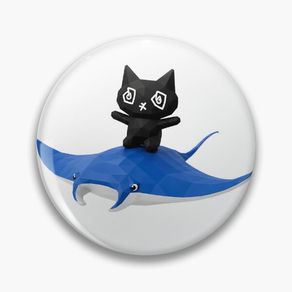 Item preview, Low Poly Black Cat Riding Manta Ray designed and sold by PawsInBloom.