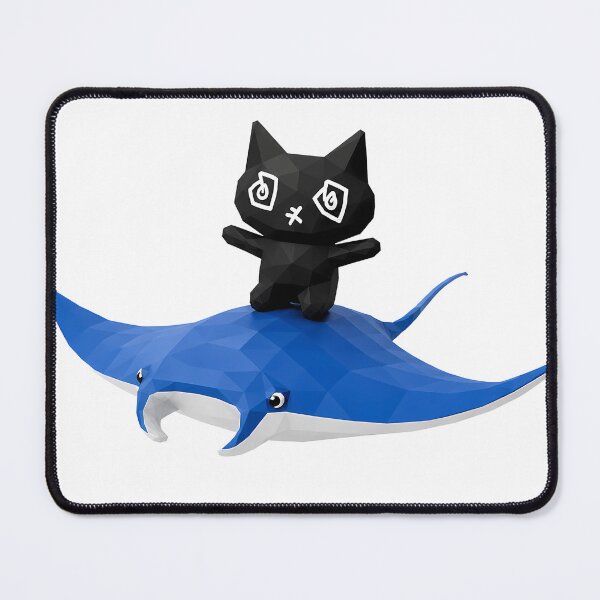 Item preview, Low Poly Black Cat Riding Manta Ray designed and sold by PawsInBloom.