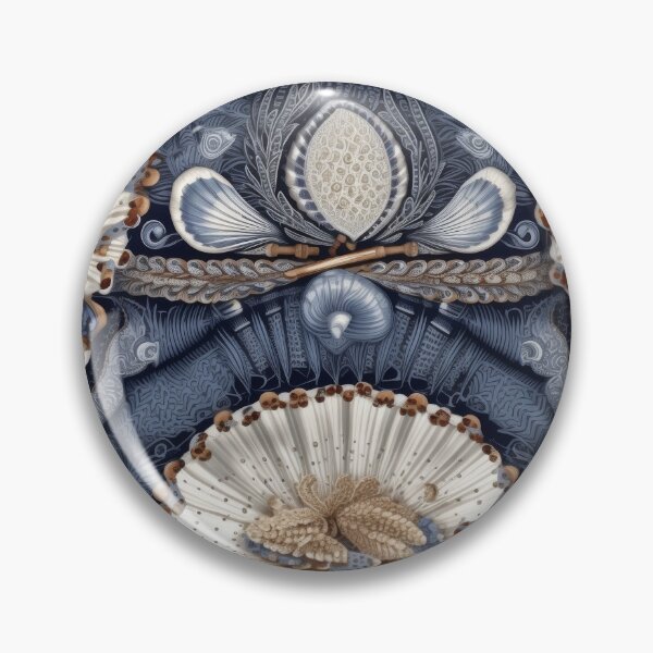 Item preview, Vintage Oceanic Assemblage - Ornate Blue and Cream Seashell Pattern designed and sold by pinkal.