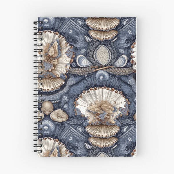 Item preview, Vintage Oceanic Assemblage - Ornate Blue and Cream Seashell Pattern designed and sold by pinkal.