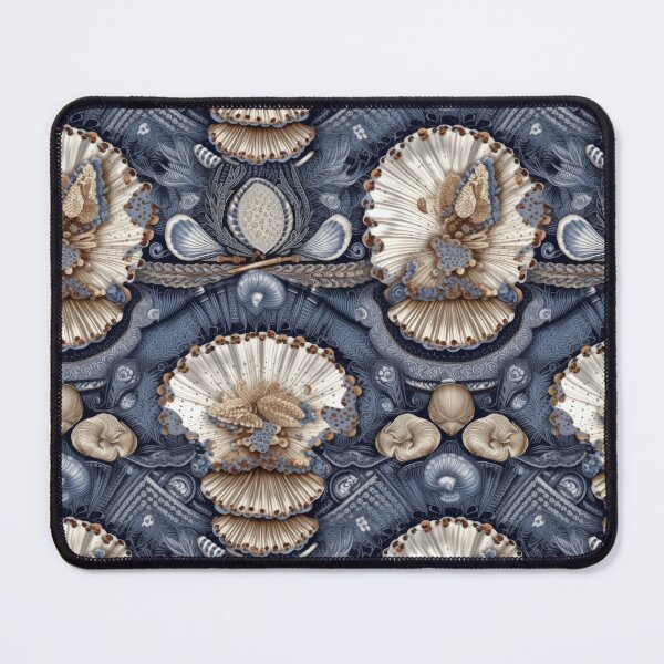 Item preview, Vintage Oceanic Assemblage - Ornate Blue and Cream Seashell Pattern designed and sold by pinkal.