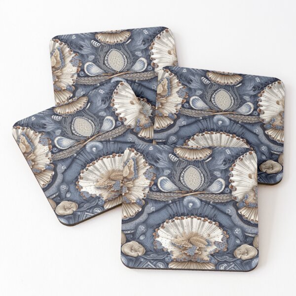 Item preview, Vintage Oceanic Assemblage - Ornate Blue and Cream Seashell Pattern designed and sold by pinkal.