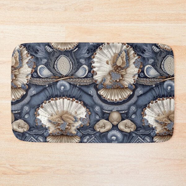 Item preview, Vintage Oceanic Assemblage - Ornate Blue and Cream Seashell Pattern designed and sold by pinkal.