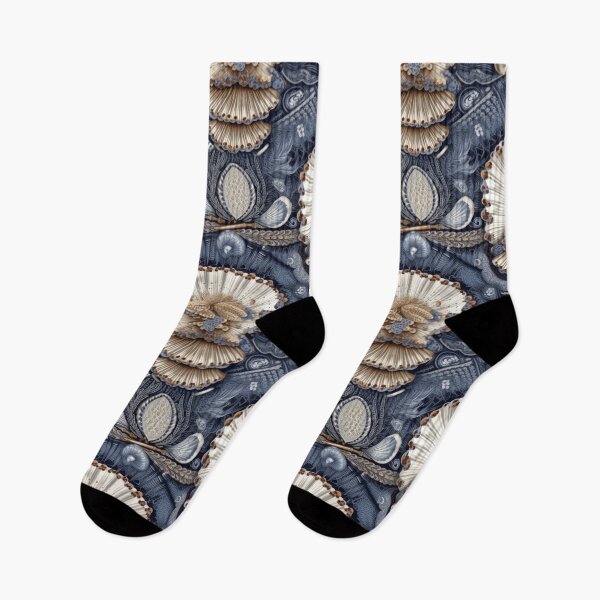 Item preview, Vintage Oceanic Assemblage - Ornate Blue and Cream Seashell Pattern designed and sold by pinkal.