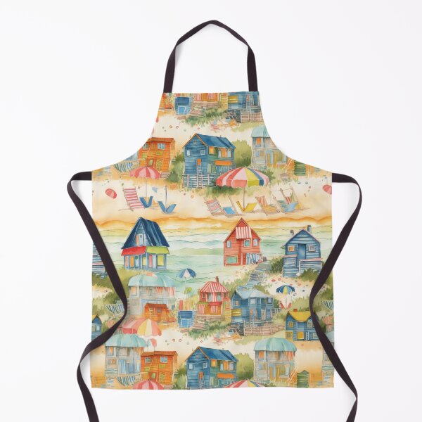 Item preview, Whimsical Watercolor Beach Huts - Colorful Coastal Summer Pattern designed and sold by pinkal.