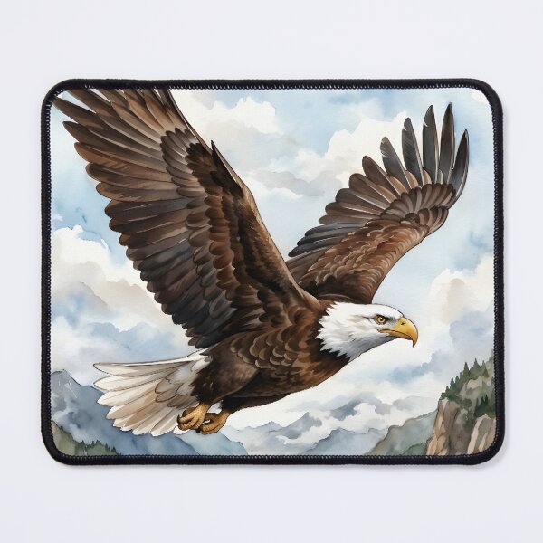 Item preview, Bald Eagle Soaring Over Mountain Valley - American Wildlife designed and sold by RubisLeaf.