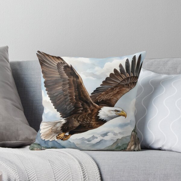 Item preview, Bald Eagle Soaring Over Mountain Valley - American Wildlife designed and sold by RubisLeaf.