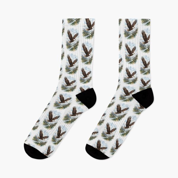 Item preview, Bald Eagle Soaring Over Mountain Valley - American Wildlife designed and sold by RubisLeaf.