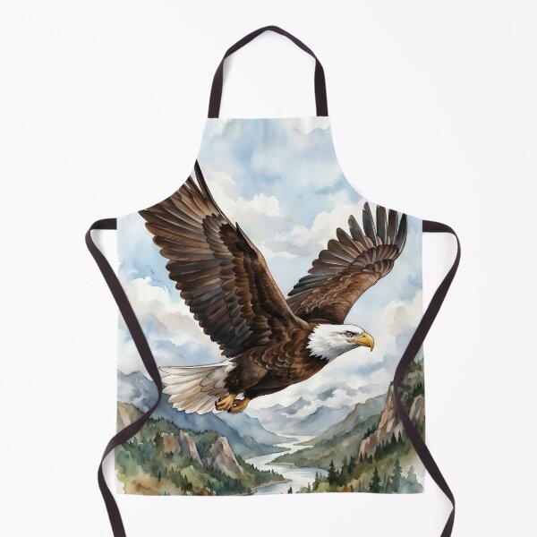 Item preview, Bald Eagle Soaring Over Mountain Valley - American Wildlife designed and sold by RubisLeaf.