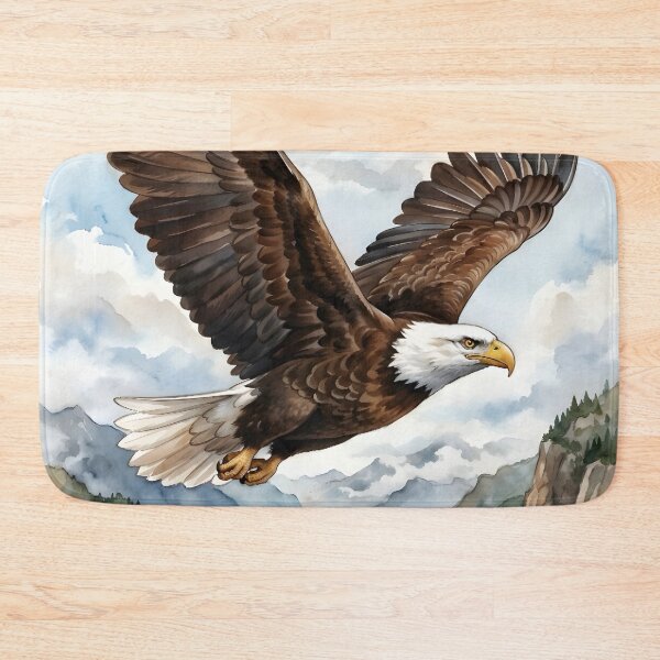 Item preview, Bald Eagle Soaring Over Mountain Valley - American Wildlife designed and sold by RubisLeaf.