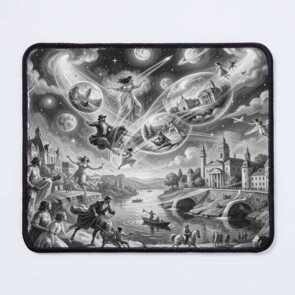 Item preview, Surreal Renoir-inspired with floating figures, cosmic worlds and poetic river landscapes designed and sold by FotoworldEdel.