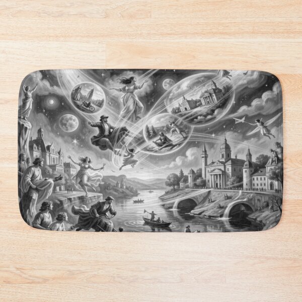 Item preview, Surreal Renoir-inspired with floating figures, cosmic worlds and poetic river landscapes designed and sold by FotoworldEdel.