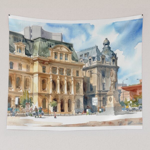 Item preview, Bucharest University Square Watercolor designed and sold by caracatita75.
