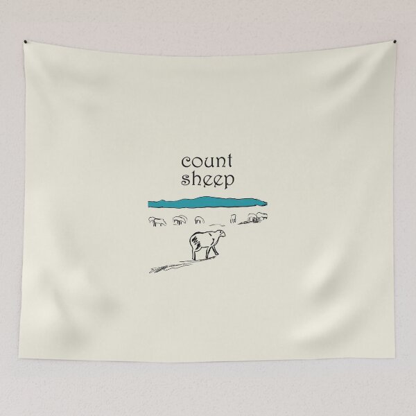Item preview, Count Sheep Minimalist Illustration - Sleepy Farm Nature Art designed and sold by Kapsula2023.