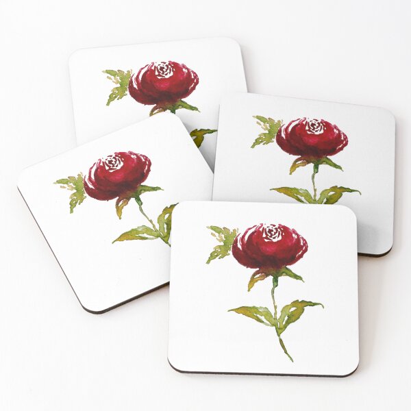 Item preview, Hand-painted Red Rose Watercolor Art Print | Red rose sticker designed and sold by Little Bloom Studio.