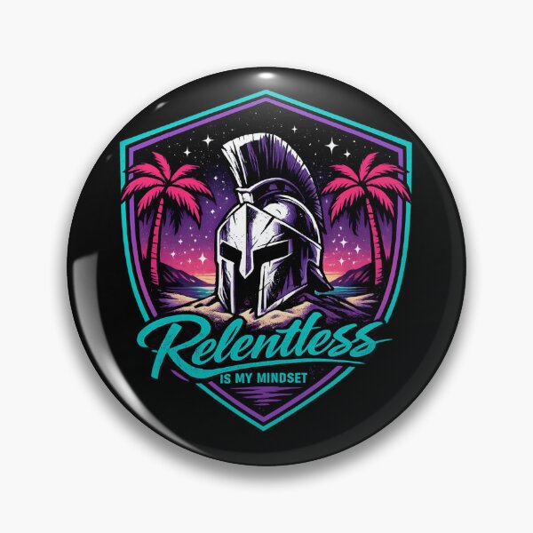 Item preview, Relentless Mindset - Retro Neon Warrior Helmet Sunset designed and sold by SidTastic .
