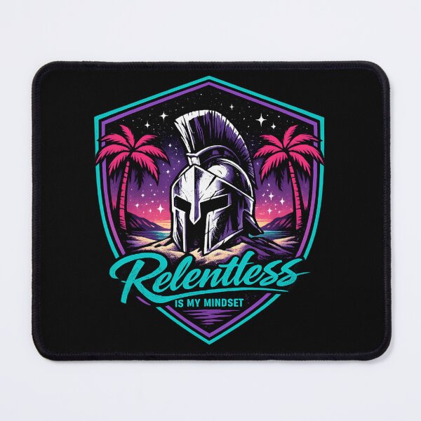 Item preview, Relentless Mindset - Retro Neon Warrior Helmet Sunset designed and sold by SidTastic .