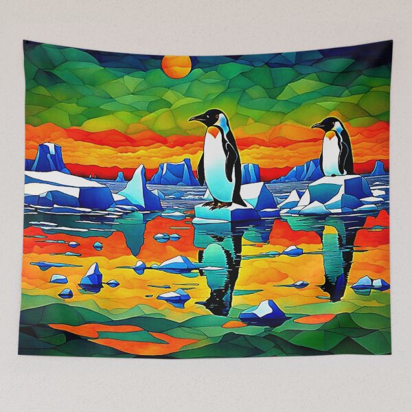 Item preview, Penguins on ice floes designed and sold by George Hutton Hunter.