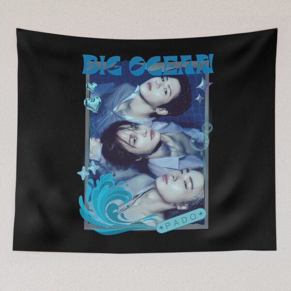 Item preview, Big Ocean Blue Kpop Group Retro Collage Design designed and sold by RaindropsDe.