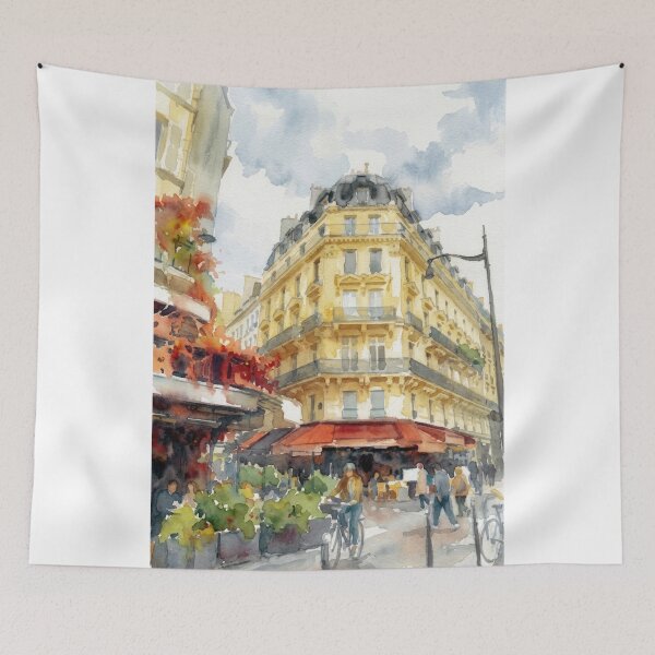 Item preview, Paris Cafe Rue Rambuteau Watercolor designed and sold by caracatita75.