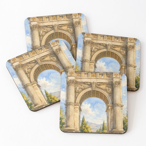 Item preview, Grand Classical Roman Arch Watercolor Painting designed and sold by Anisha  Vaz.