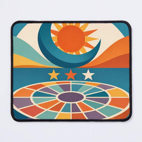 Item preview, Sun, Crescent Moon and Stars over Cosmic Wheel designed and sold by InkSmithery.