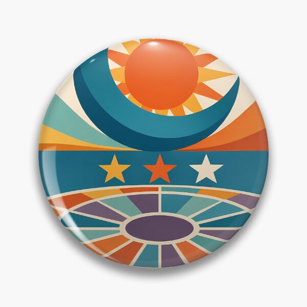 Item preview, Sun, Crescent Moon and Stars over Cosmic Wheel designed and sold by InkSmithery.