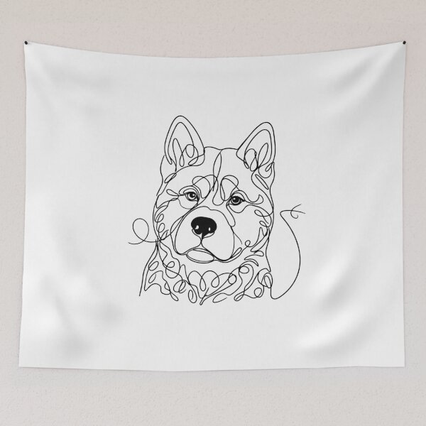 Item preview, Akita One Line Art – Minimalist Japanese Dog Illustration designed and sold by Pfotenfaden.