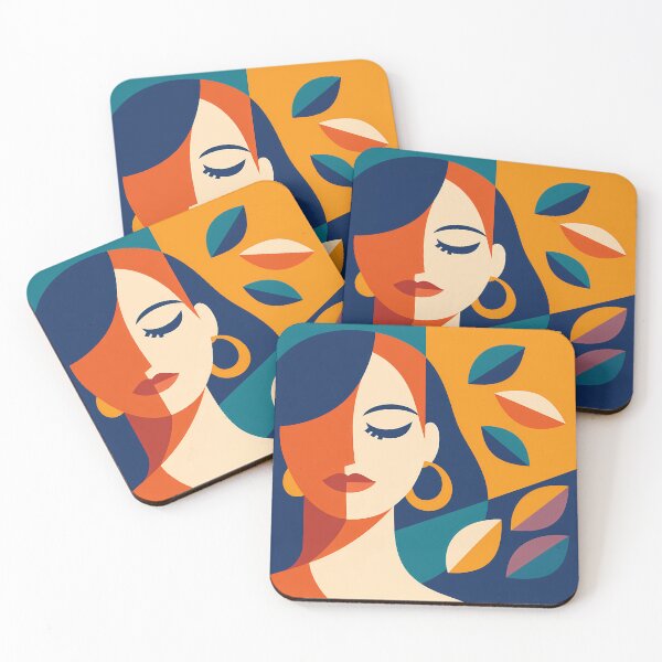 Item preview, Cubist Inspired Woman with Autumn Leaves designed and sold by InkSmithery.