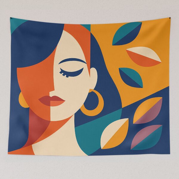 Item preview, Cubist Inspired Woman with Autumn Leaves designed and sold by InkSmithery.