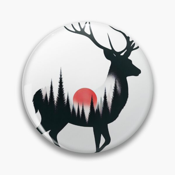 Item preview, Minimalist Deer Forest Silhouette with Red Sun designed and sold by Radhamadhaba Pattachitra Vibes”.