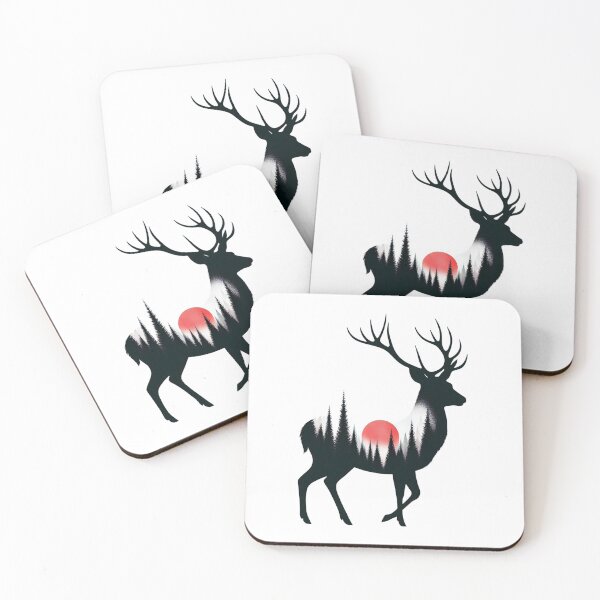 Item preview, Minimalist Deer Forest Silhouette with Red Sun designed and sold by Radhamadhaba Pattachitra Vibes”.