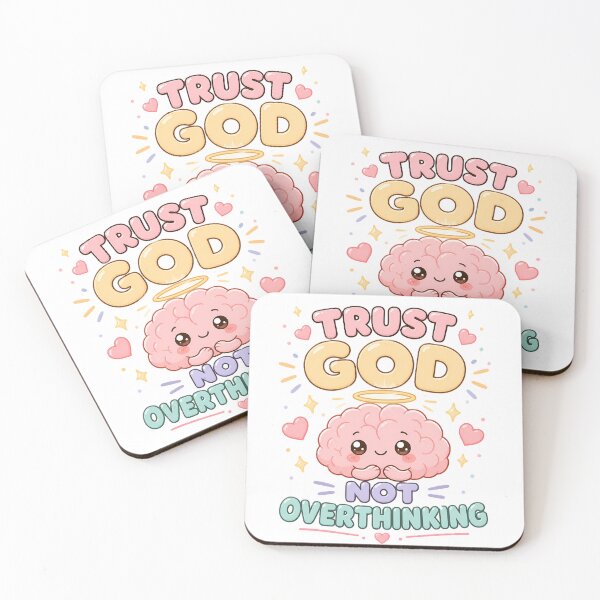 Item preview, Cute Christian Brain “Trust God Not Overthinking” Kawaii Faith Mental Health Pastel Aesthetic  designed and sold by JB-squared Design.