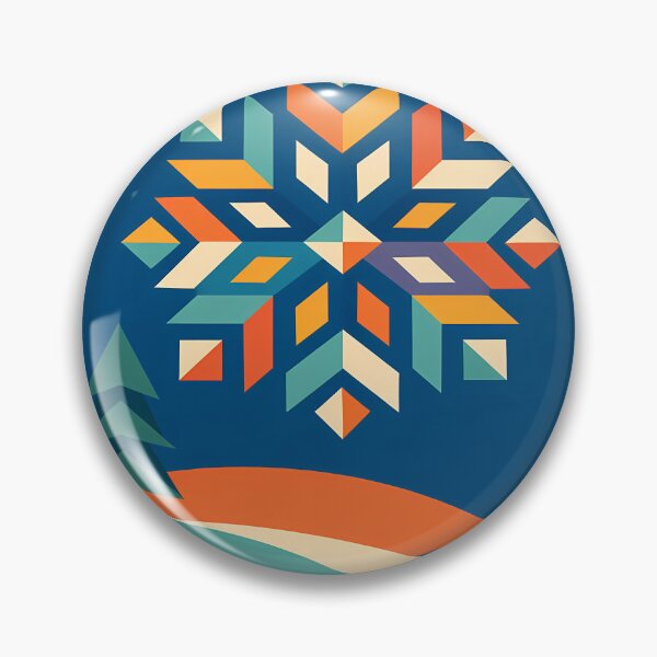 Item preview, Geometric Snowflake over Minimal Winter Hills designed and sold by InkSmithery.