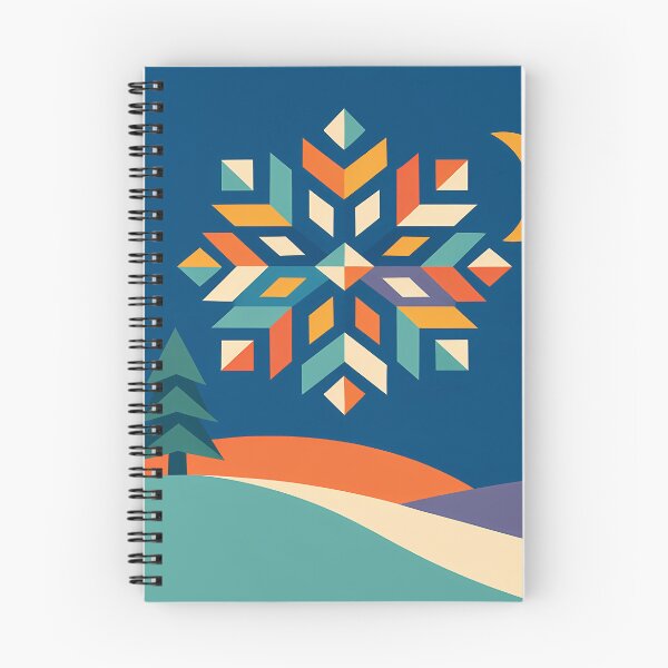 Item preview, Geometric Snowflake over Minimal Winter Hills designed and sold by InkSmithery.
