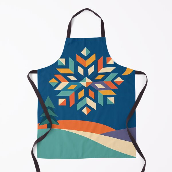 Item preview, Geometric Snowflake over Minimal Winter Hills designed and sold by InkSmithery.