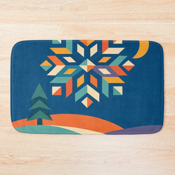 Item preview, Geometric Snowflake over Minimal Winter Hills designed and sold by InkSmithery.