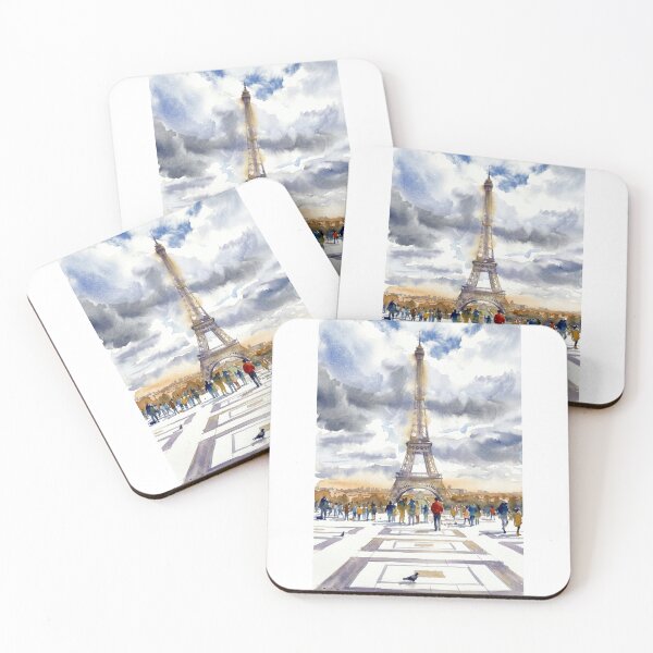 Item preview, Rainy Eiffel Tower Watercolor designed and sold by caracatita75.