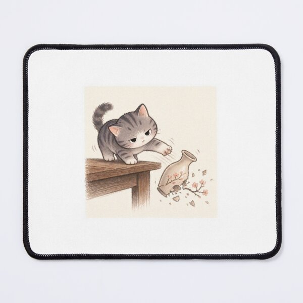Item preview, Mischievous Cat Knocking Vase designed and sold by LovelyCatGalaxy.