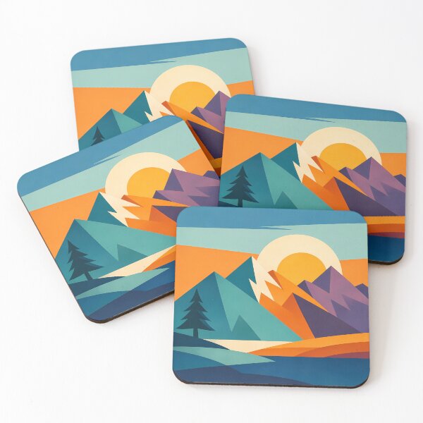 Item preview, Geometric Mountain Sunset Landscape designed and sold by InkSmithery.