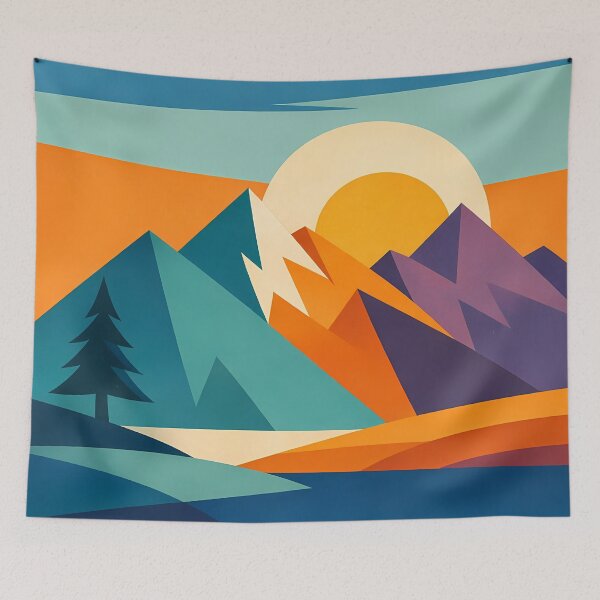 Item preview, Geometric Mountain Sunset Landscape designed and sold by InkSmithery.