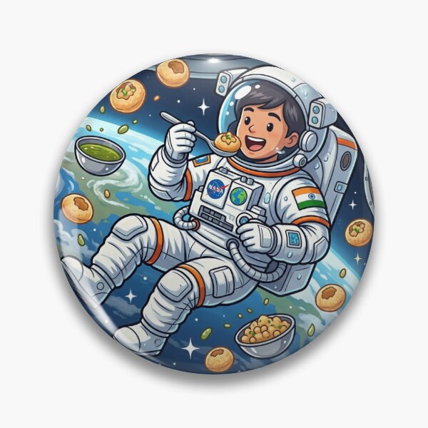 Item preview, Space Pani Puri Adventure Sticker - Astronaut Eating Golgappa in Space Decal - Funny Indian Street Food Art - Galaxy Foodie Sticker - Waterproof Vinyl for Laptop, Kindle, and Water Bottle. designed and sold by Stick - O - pedia.